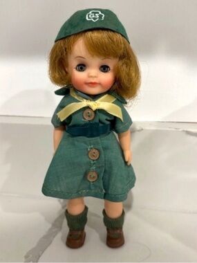 Effanbee Vintage Official Junior Girl Scout Doll 8.5” Vinyl 11-966 Box No Lid